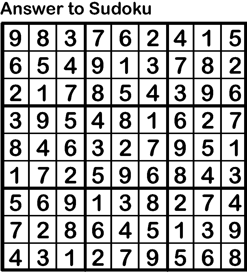 Sudoku Answer Key 2011